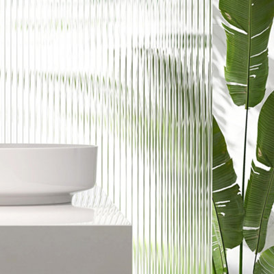 Reeded Glass Window FilmDecorative Privacy Fluted Film (L) 100Cm (W) 100Cm from B&Q