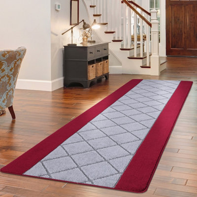 Smart Living Carmela Heavy Duty Machine Washable Hallway Kitchen Non Slip Door Mat60Cm X 110CmRed Grey from B&Q