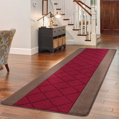 Smart Living Carmela Heavy Duty Machine Washable Hallway Kitchen Non Slip Door Mat60Cm X 220CmBrown Red from B&Q