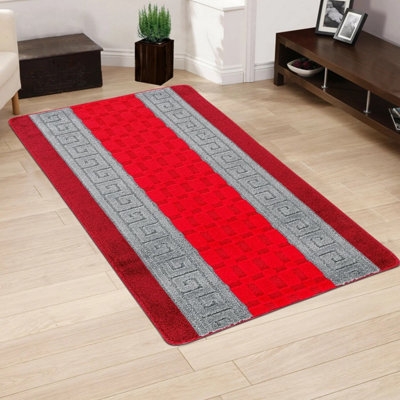 Smart Living Gel Back Heavy Duty Machine Washable Hallway Kitchen Non Slip Door Mat60Cm X 220CmRed & Grey from B&Q