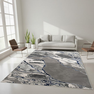 Smart Living Parma Modern Shimmer RugSoft Luxury For Living & BedroomBlue200 X 290 Cm from B&Q