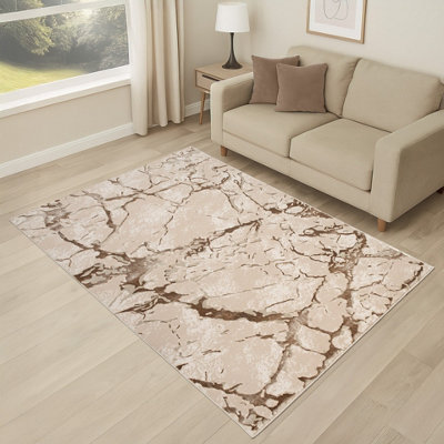 B&Q Beige Smart Living Venice Modern Shimmer Rug - Soft Luxury For Living & Bedroom - 200 X 290 Cm