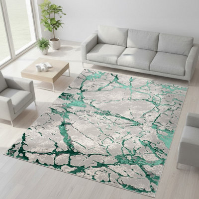 B&Q Light Smart Living Venice Modern Shimmer Rug - Soft Luxury For Living & Bedroom - Emerald - 80 X 150 Cm