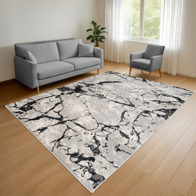 B&Q Grey Smart Living Venice Modern Shimmer Rug - Soft Luxury For Living & Bedroom - 200 X 290 Cm