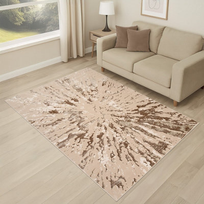 Smart Living Luxury Soft Modern Shimmer Sunset Rug For Living & BedroomBeige200 X 290 Cm from B&Q
