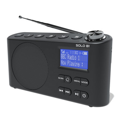 B&Q Azatom Solo Dab / Dab+ Radio With Rechargeable Battery, Bluetooth, Alarms, Fast Presets (Black)