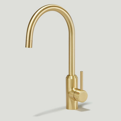Plank Hardware Portman Smooth Kitchen Mixer Tap - Brass