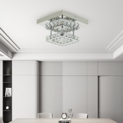 Thehotsale 24W 2-Tier Square Crystal Celling Light Cool White Light 24Cm from B&Q
