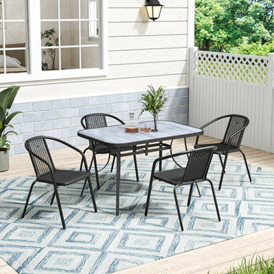 B&Q -  Rectangular Wood Grain Table With Umbrella Hole For Garden 120 X 80Cm