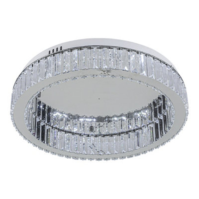Thehotsale 30W 50Cm Dia Round Crystal Celling Light Chrome Finish Cool White Light from B&Q