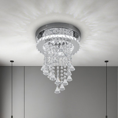 Thehotsale Chorme Finish Round Crystal Ceiling Light Cool White Light With Droplets 18W 25Cm Dia from B&Q