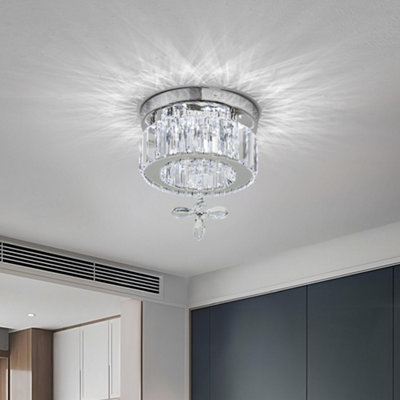 Thehotsale Chorme Finish Round Crystal Ceiling Light With Crystal Pendant 20Cm Dia from B&Q