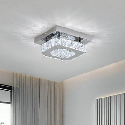 Thehotsale 12W Chorme Finish Square Crystal Ceiling Light Cool White Light from B&Q