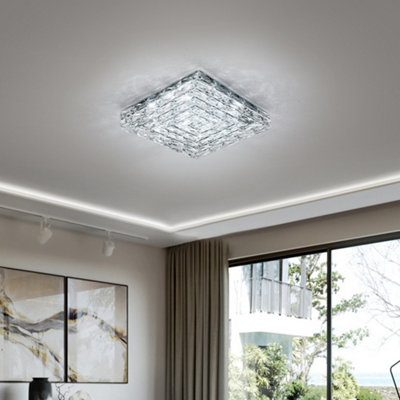 Thehotsale 40X40Cm Clear Finish Square Crystal Ceiling Light-Cool White from B&Q