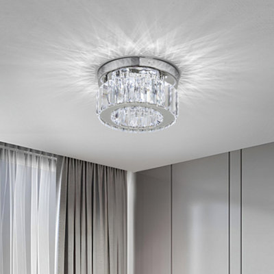 Thehotsale 20Cm Dia Light Chorme Finish Round Crystal Ceiling Light 12W from B&Q