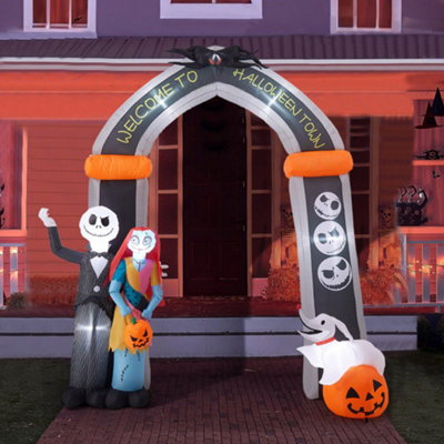Thehotsale 10Ft White Light Halloween Jack Skellington And Sally Welcoming Archway Inflatable With Build-In Led from B&Q