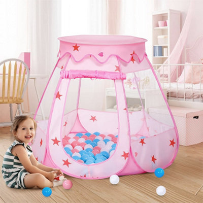 Thehotsale Princess Pop Up Tent Kids Playhouse Tent With A Storage Bag Pop Up Ball Pit Tent For Toddlers Baby Pink from B&Q