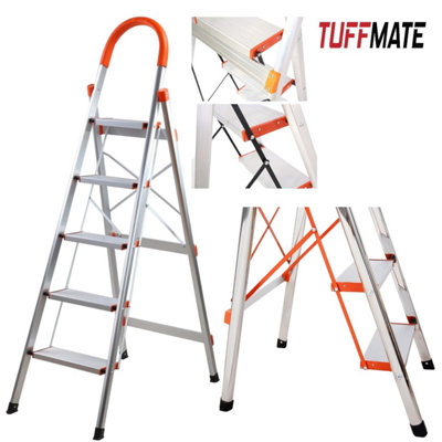 Tuff Mate Folding 5 Step Ladder Orange Lightweight Anti-Slip 150Kg Capacity from B&Q