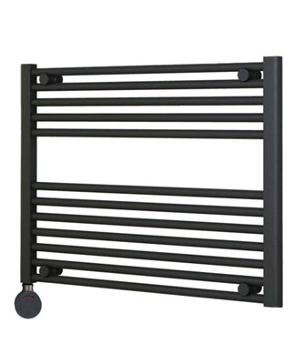 B&Q -  Adige Horizontal Anthracite Electric Towel Rail 800mm Wide600mm High