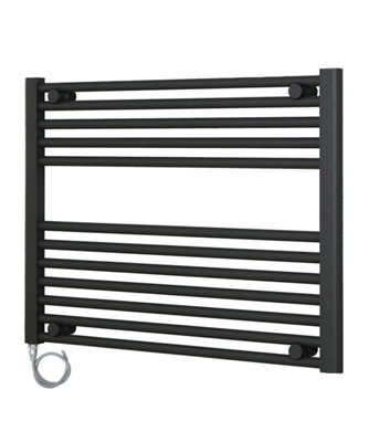 B&Q -  Adige Horizontal Anthracite Electric Towel Rail 800mm Wide600mm High