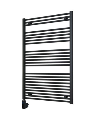 B&Q -  Adige Vertical Anthracite Electric Towel Rail With Wi-Fi Control 800mm Wide1200mm High