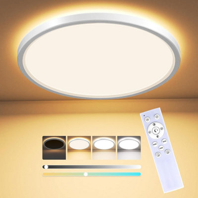  - Puvixber Led Ceiling Lights For Bedroom,24 W 2800 Lm Dimmable Round Flush With Remote Control,1800 K Night Light & 3000 K-6500 K