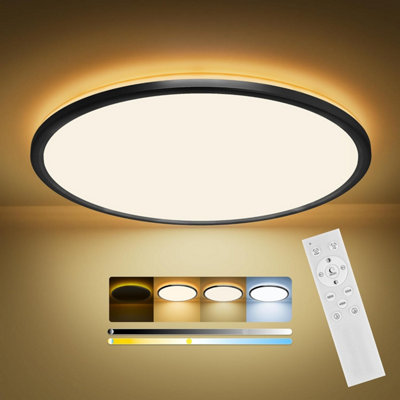  - Puvixber Led Ceiling Lights For Bedroom,24 W 2800 Lm Dimmable Round Flush With Remote Control,1800 K Night Light & 3000 K-6500 K