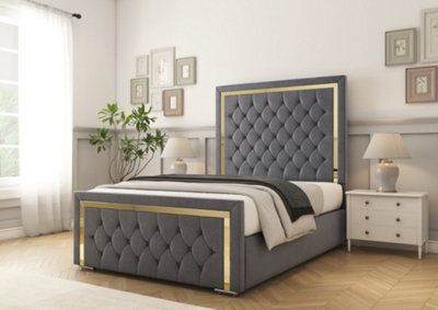 Comfort Beds Sofia Gold Steel Plush Bed Frame from B&Q