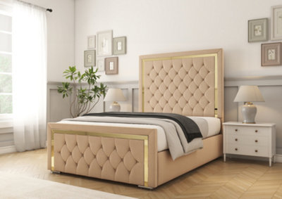 Comfort Beds Sofia Gold Pebble Plush Bed Frame from B&Q