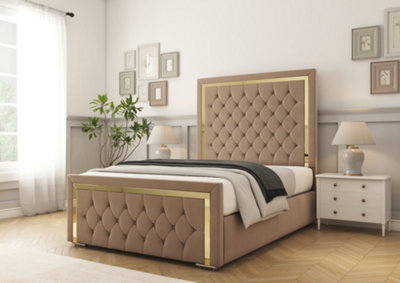 Comfort Beds Sofia Gold Mink Plush Bed Frame from B&Q