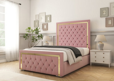 Comfort Beds Sofia Gold Blush Plush Bed Frame from B&Q