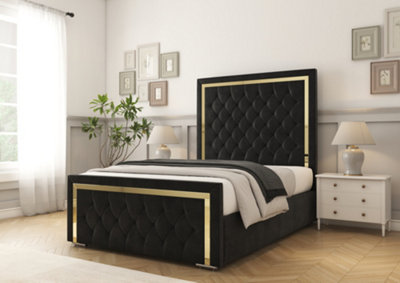 Comfort Beds Sofia Gold Black Plush Bed Frame from B&Q