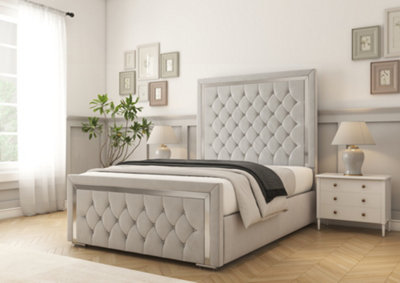 Comfort Beds Sofia Gold Silver Plush Bed Frame from B&Q