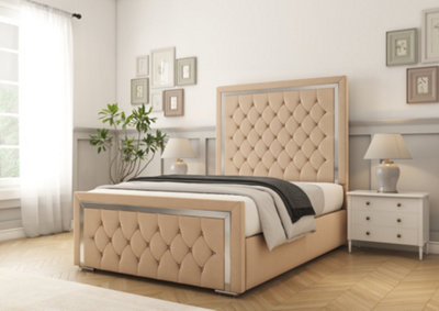 Comfort Beds Sofia Gold Pebble Plush Bed Frame from B&Q