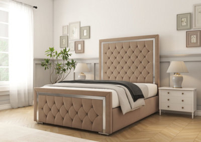 Comfort Beds Sofia Gold Mink Plush Bed Frame from B&Q