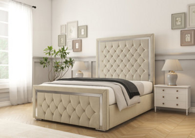 Comfort Beds Sofia Gold Cream Plush Bed Frame from B&Q