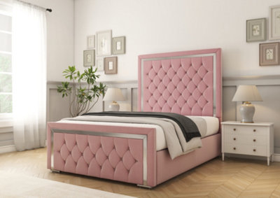 Comfort Beds Sofia Gold Blush Plush Bed Frame from B&Q