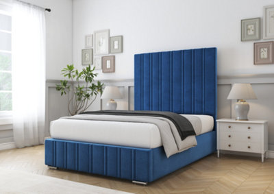 Comfort Beds Lorenzo Navy Plush Bed Frame from B&Q