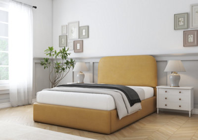 Comfort Beds Diana Mustard Plush Bed Frame from B&Q