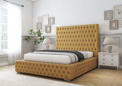 Comfort Beds Ambassador Mustard Plush Bed Frame from B&Q