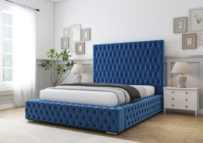 Comfort Beds Ambassador Navy Plush Bed Frame from B&Q