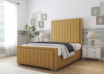 Comfort Beds Arizona Mustard Plush Bed Frame With Mattress from B&Q