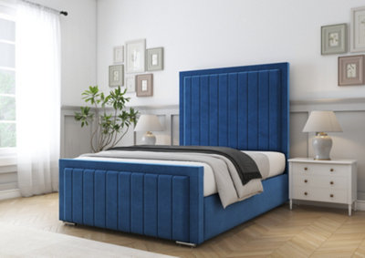 Comfort Beds Arizona Navy Plush Bed Frame With Mattress from B&Q