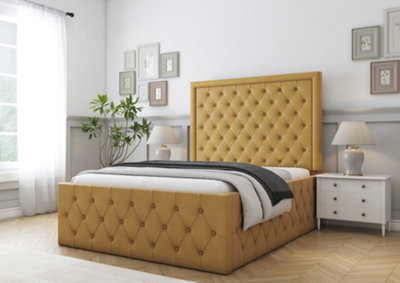 Comfort Beds Winchester Mustard Plush Bed Frame With Mattress from B&Q