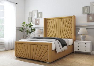 Comfort Beds Sunrise Mustard Plush Bed Frame With Mattress from B&Q