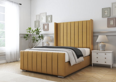 Comfort Beds Serena Mustard Plush Bed Frame With Mattress from B&Q