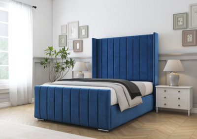 Comfort Beds Serena Navy Plush Bed Frame With Mattress from B&Q
