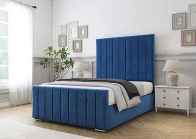 Comfort Beds Sara Navy Plush Bed Frame With Mattress from B&Q