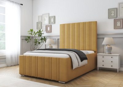 Comfort Beds Paris Mustard Plush Bed Frame With Mattress from B&Q