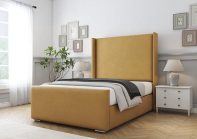 Comfort Beds Madrid Mustard Plush Bed Frame With Mattress from B&Q